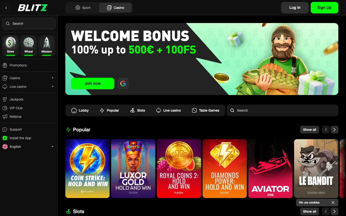 Blitz-go.bet Casino — Home page, captured from Brazil