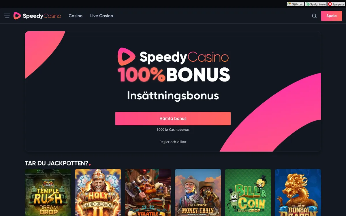 Speedy Casino — «Главная», снято из страны Швеция