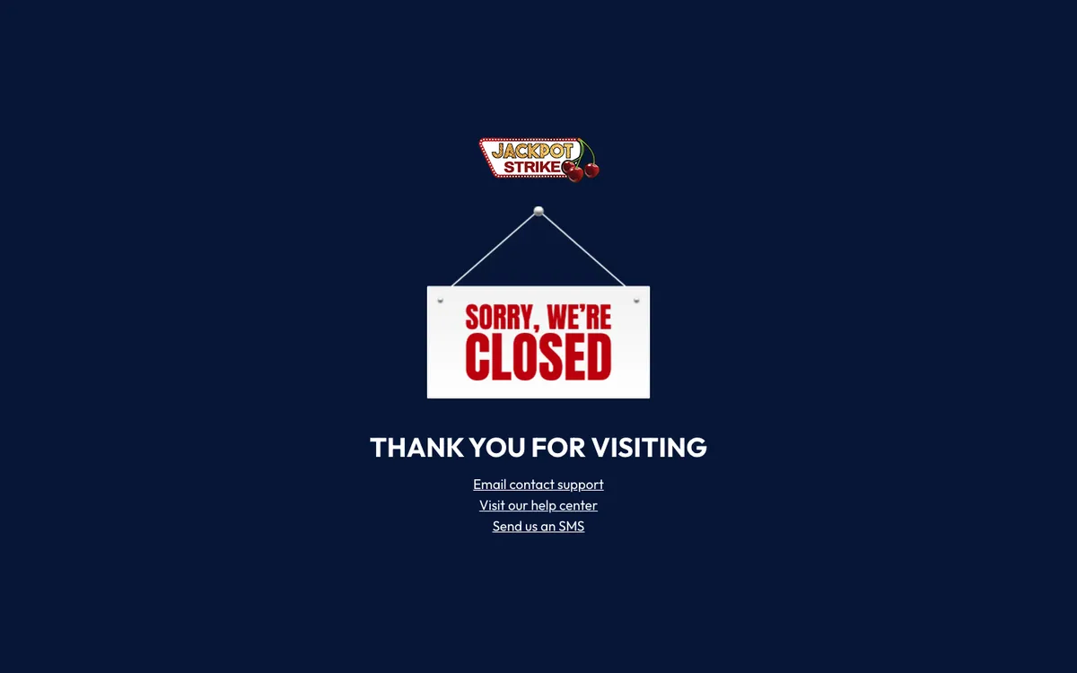 Jackpot Strike Casino — Home page, captured from United Kingdom