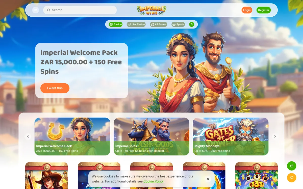 Imperial Wins Casino — «Главная», снято из страны Южно-Африканская Республика