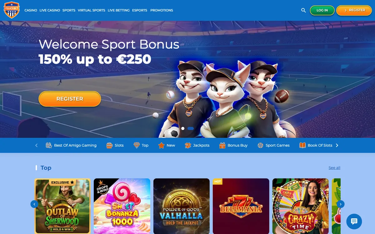 FeliceBet Casino — Home page, captured from Malaysia