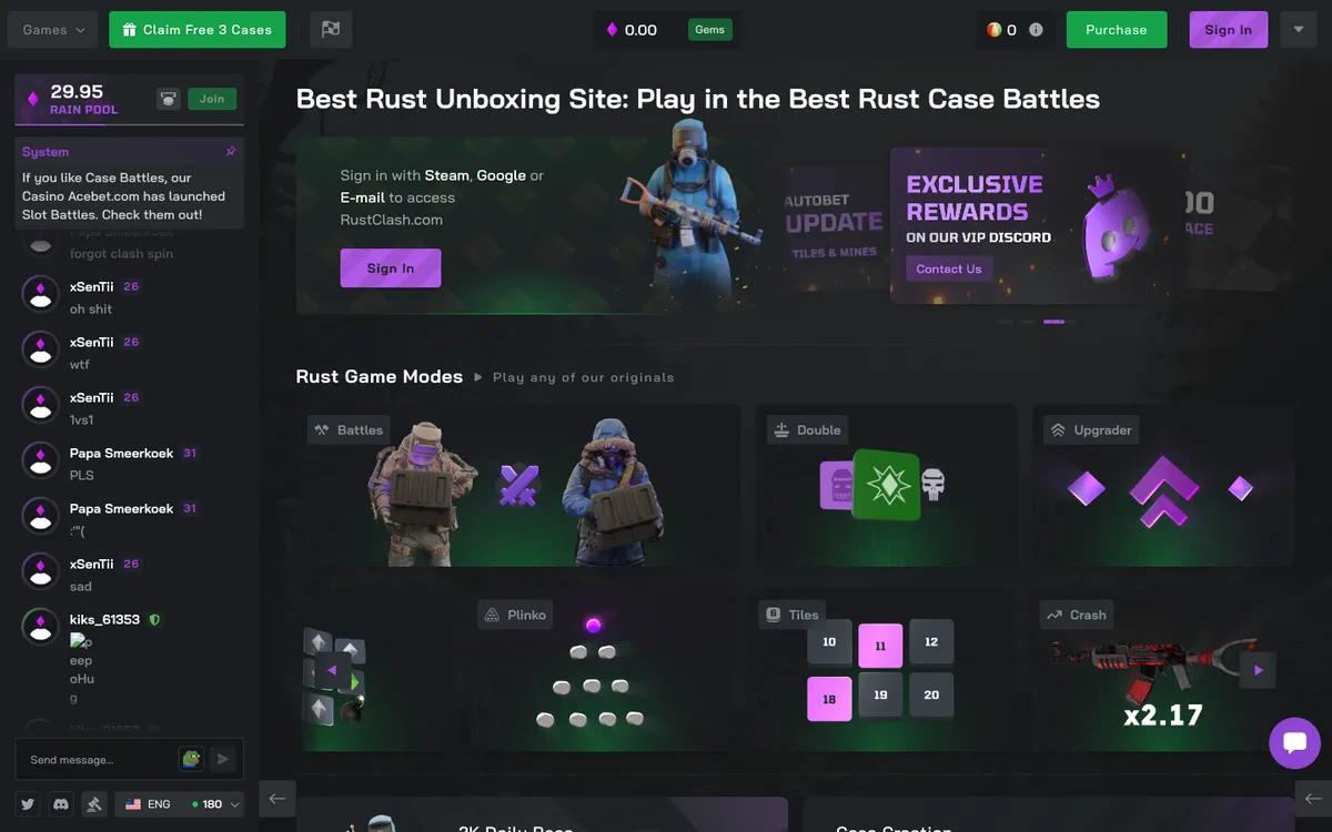 RustClash Casino — «Главная», снято из страны Соединенные Штаты