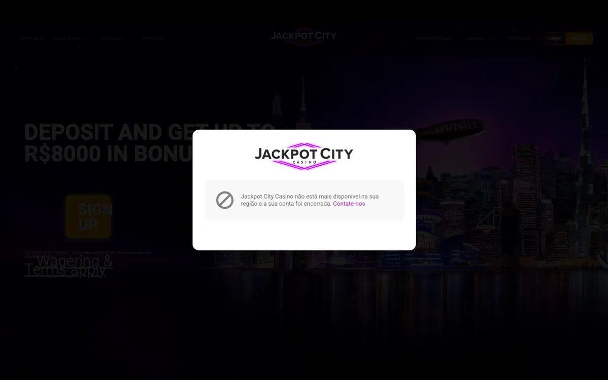 Jackpot City Casino — Payments, captured from Brazil