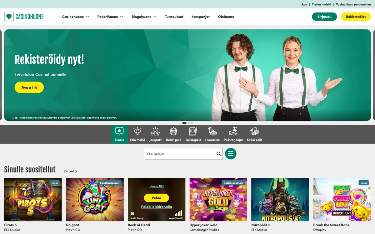 Casinohuone — Home page, captured from Finland