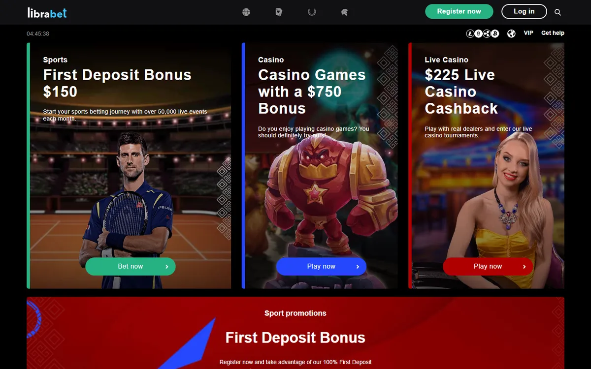 LibraBet Casino — Home page, captured from Canada