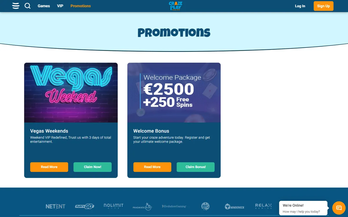CrazePlay Casino — «Акции», снято из страны Канада