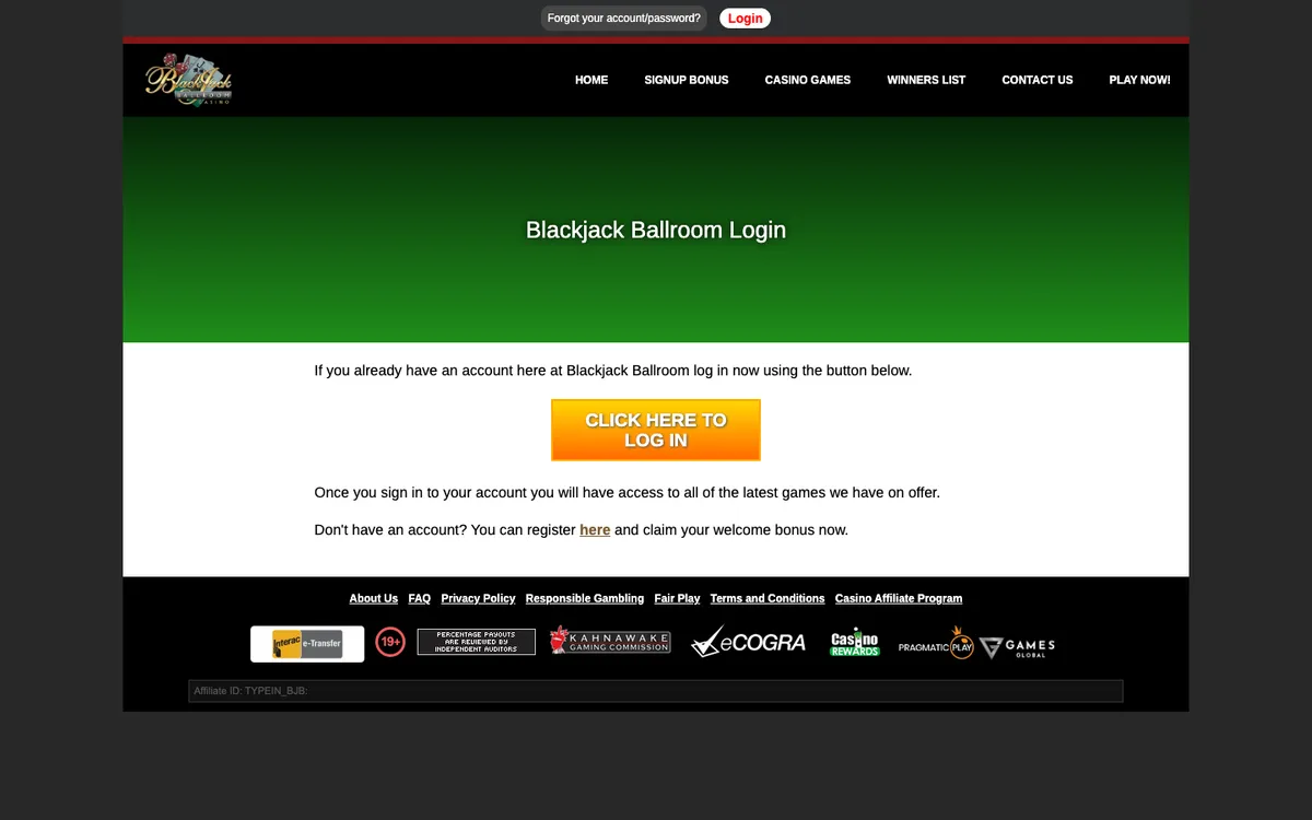 Blackjack Ballroom Casino — «Регистрация», снято из страны Республика Корея