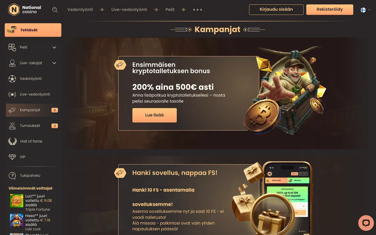 National Casino — Promotions, captured from Finland