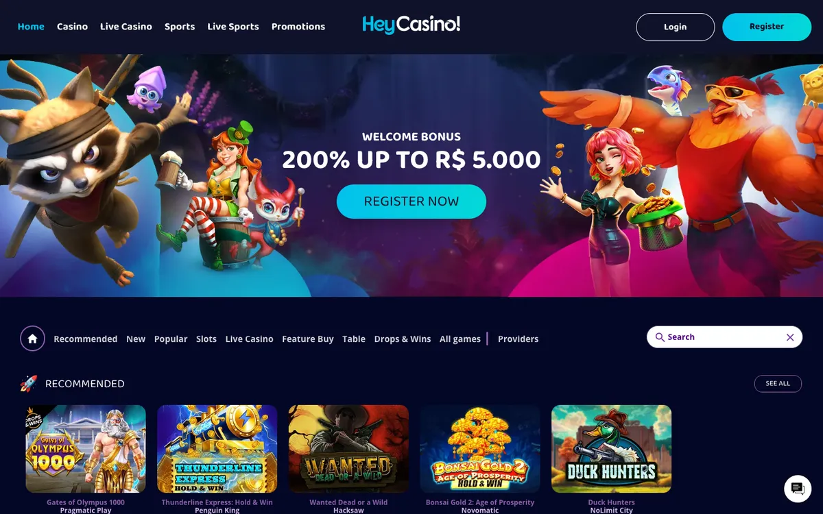 HeyCasino! — Home page, captured from Belgium