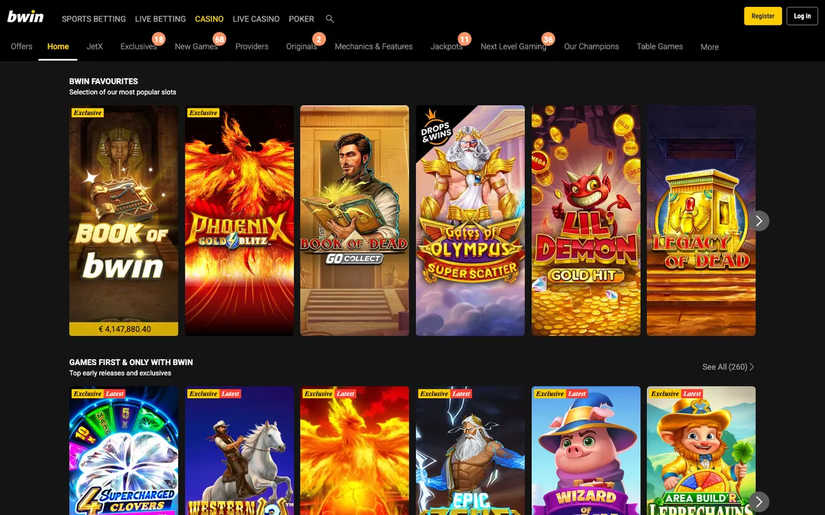 bwin Casino — Home page, captured from Argentina