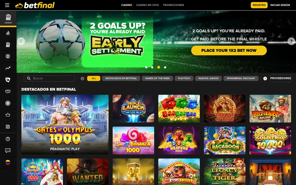 Betfinal Casino — Home page, captured from Chile
