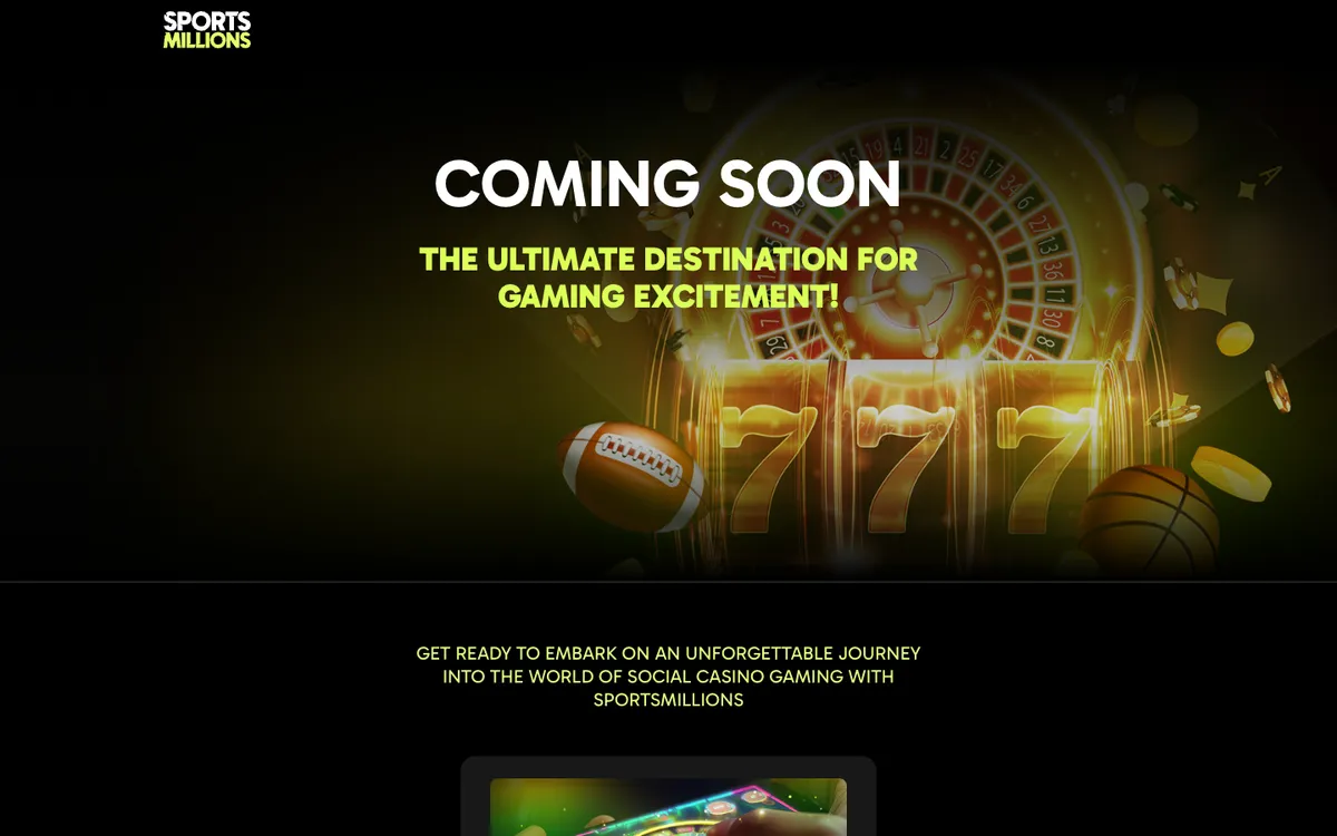 SportsMillions Casino — Home page, captured from United States