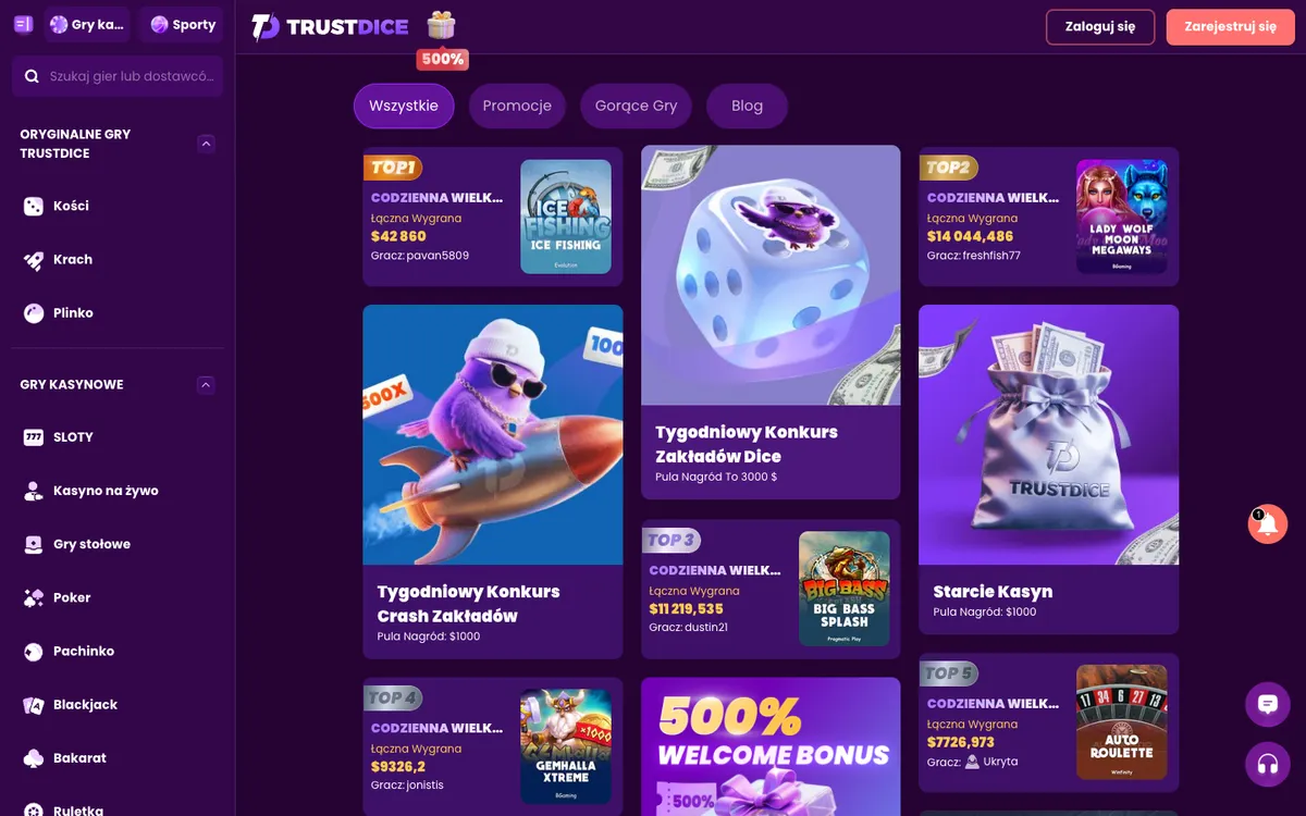 TrustDice Casino — Promotions, captured from Poland