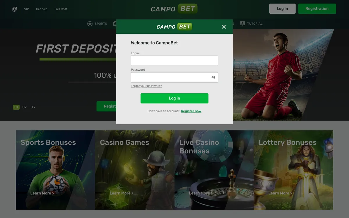 Campobet Casino — Sign-up, captured from South Africa