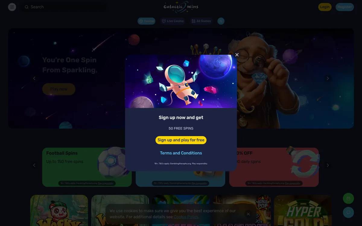 Galactic Wins Casino — Home page, captured from Malaysia