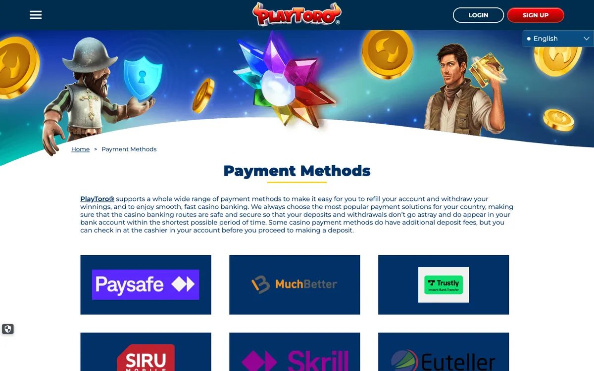 PlayToro Casino — Payments, captured from Finland
