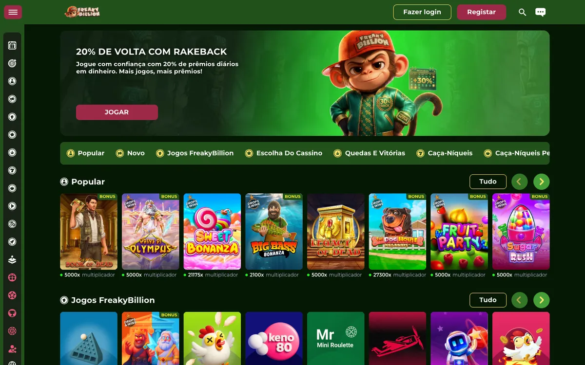 FreakyBillion Casino — «Главная», снято из страны Испания