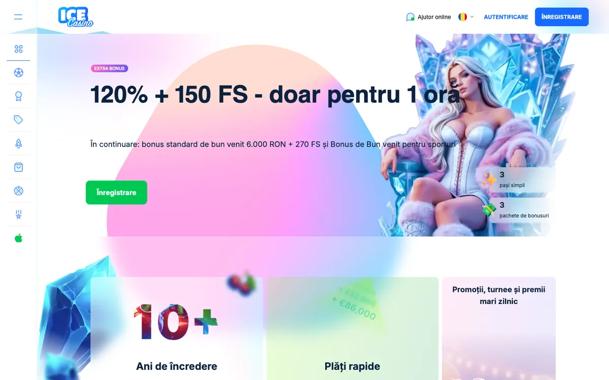 Ice Casino — Home page, captured from Romania