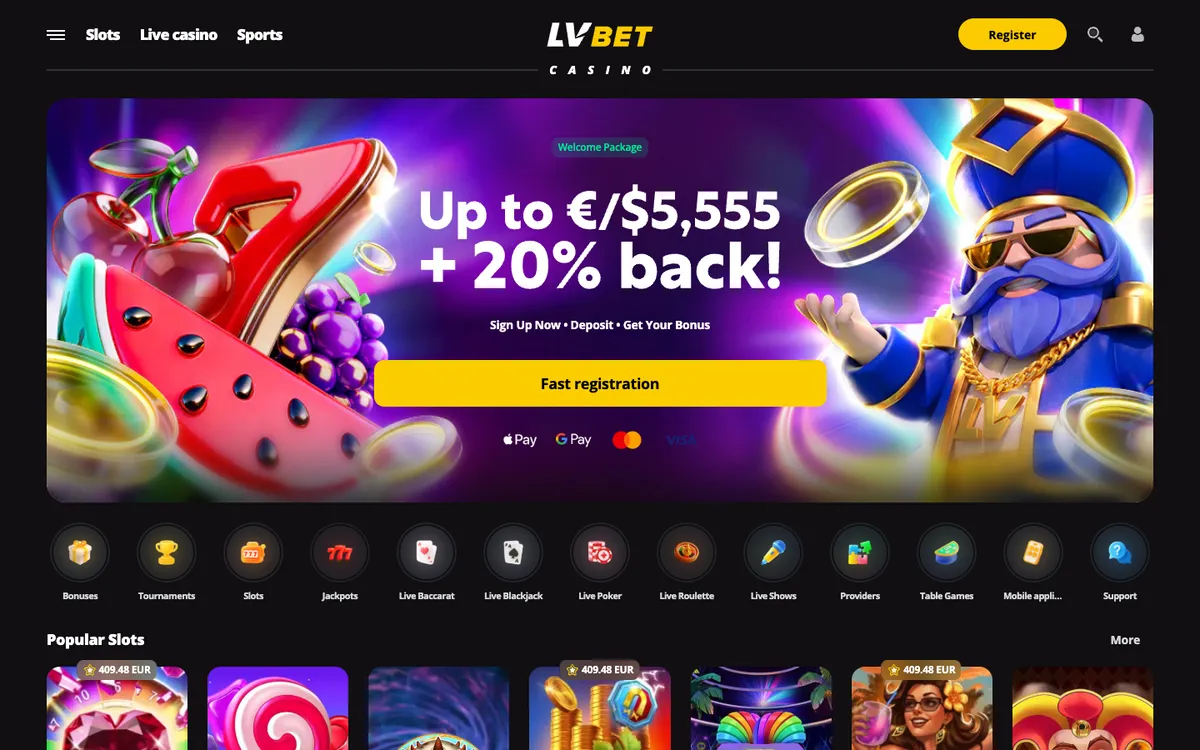 LV BET Casino — Home page, captured from Portugal