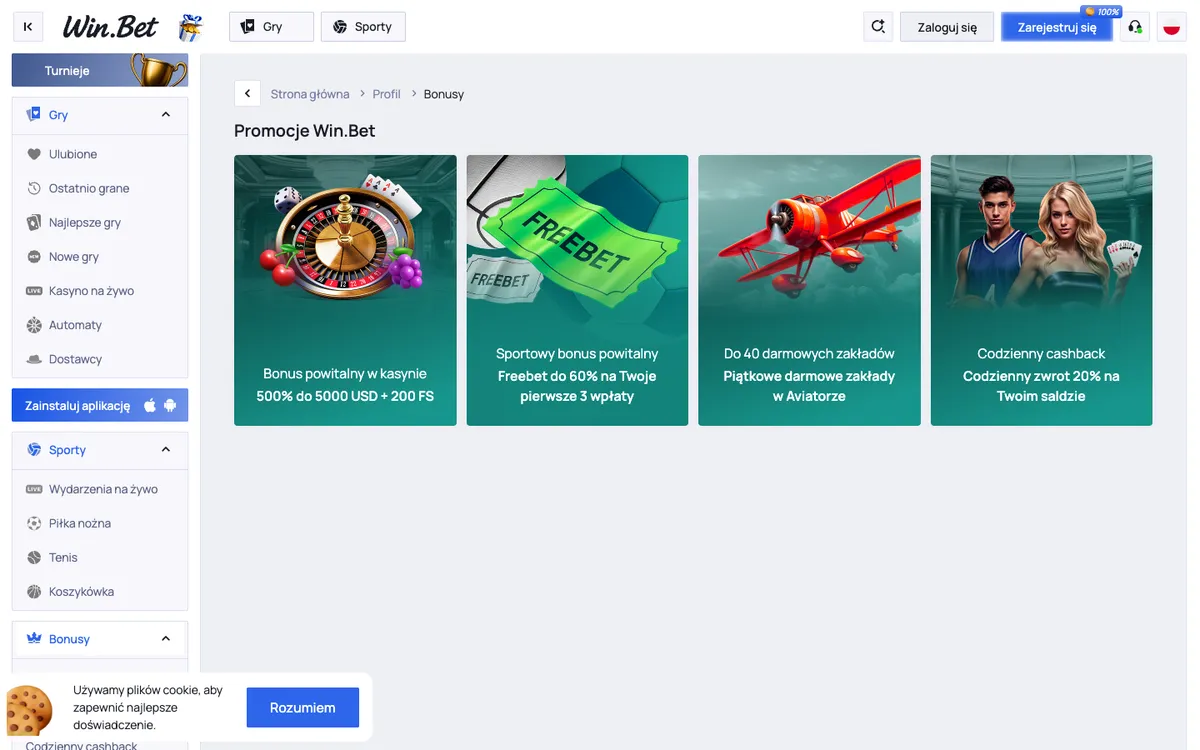 Win.Bet Casino — Promotions, captured from Poland