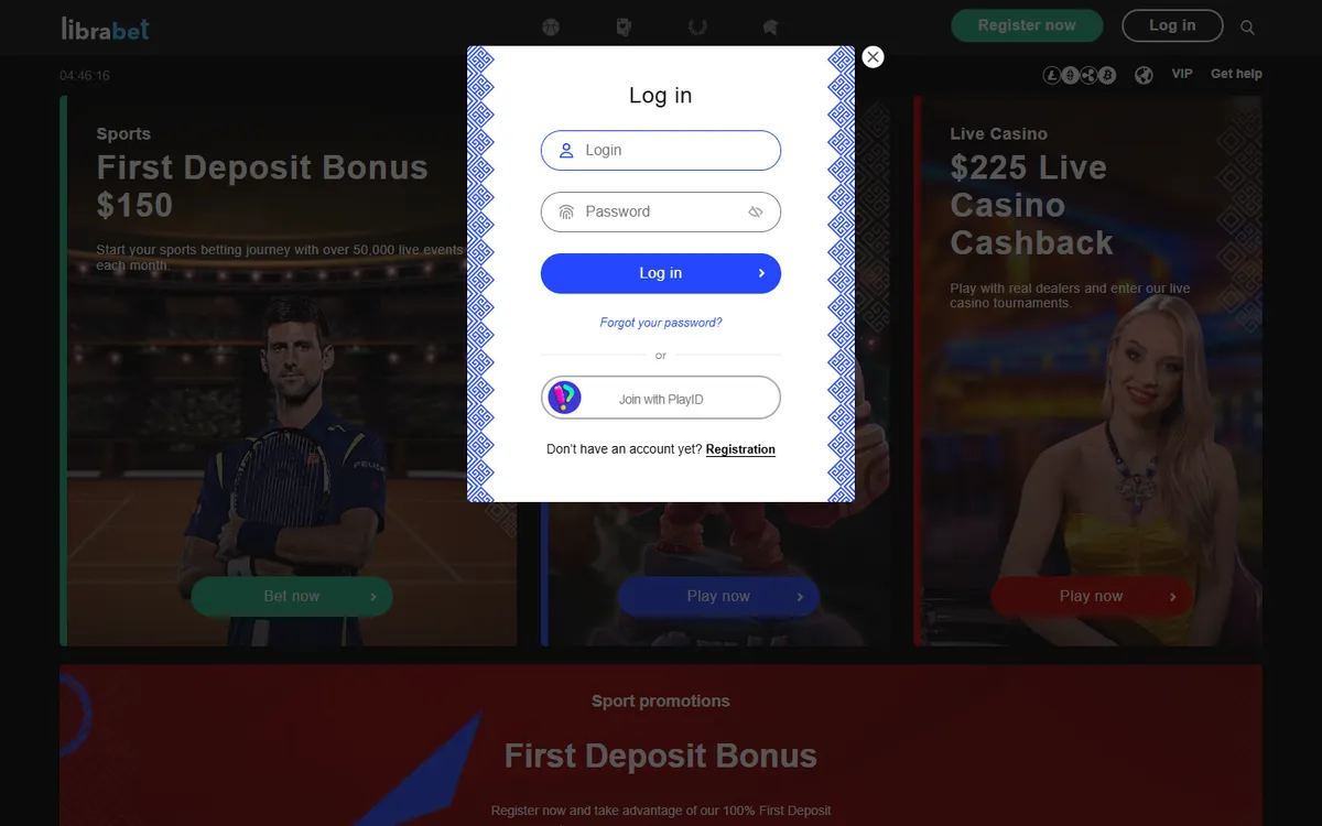 LibraBet Casino — Sign-up, captured from Canada