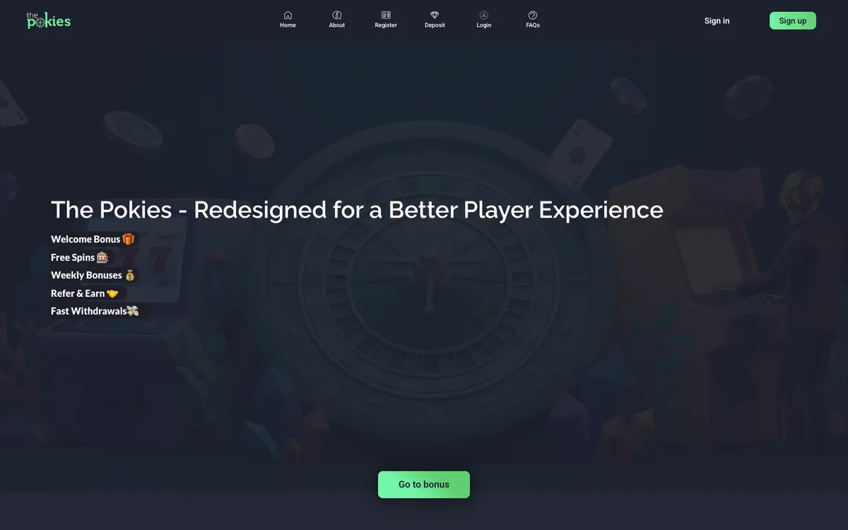 The Pokies Net Casino — Sign-up, captured from Australia