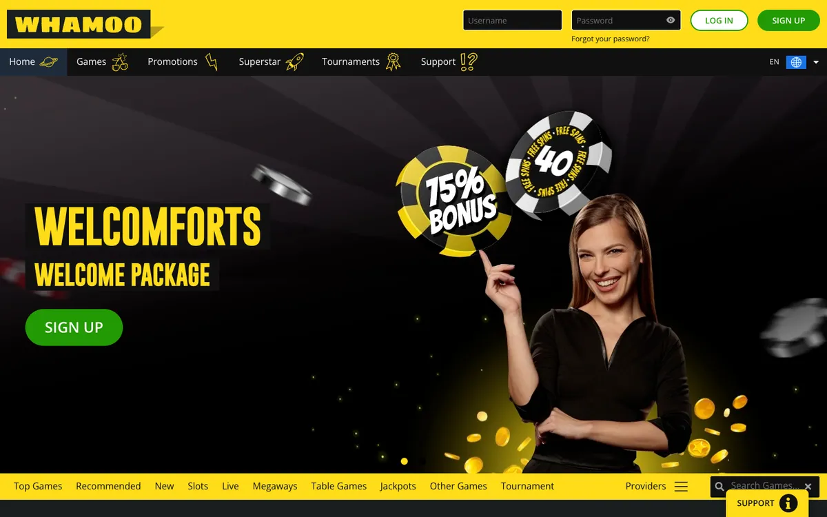 Whamoo Casino — Home page, captured from Germany
