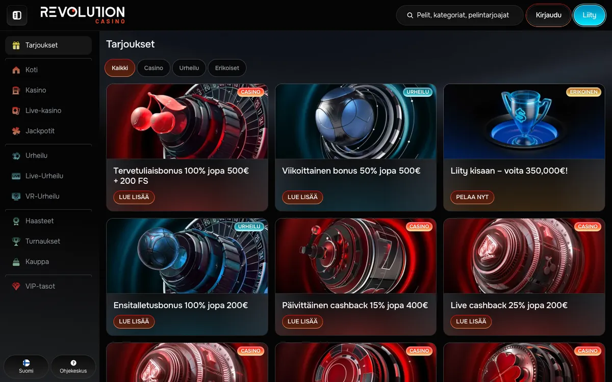 Revolution Casino — Promotions, captured from Finland