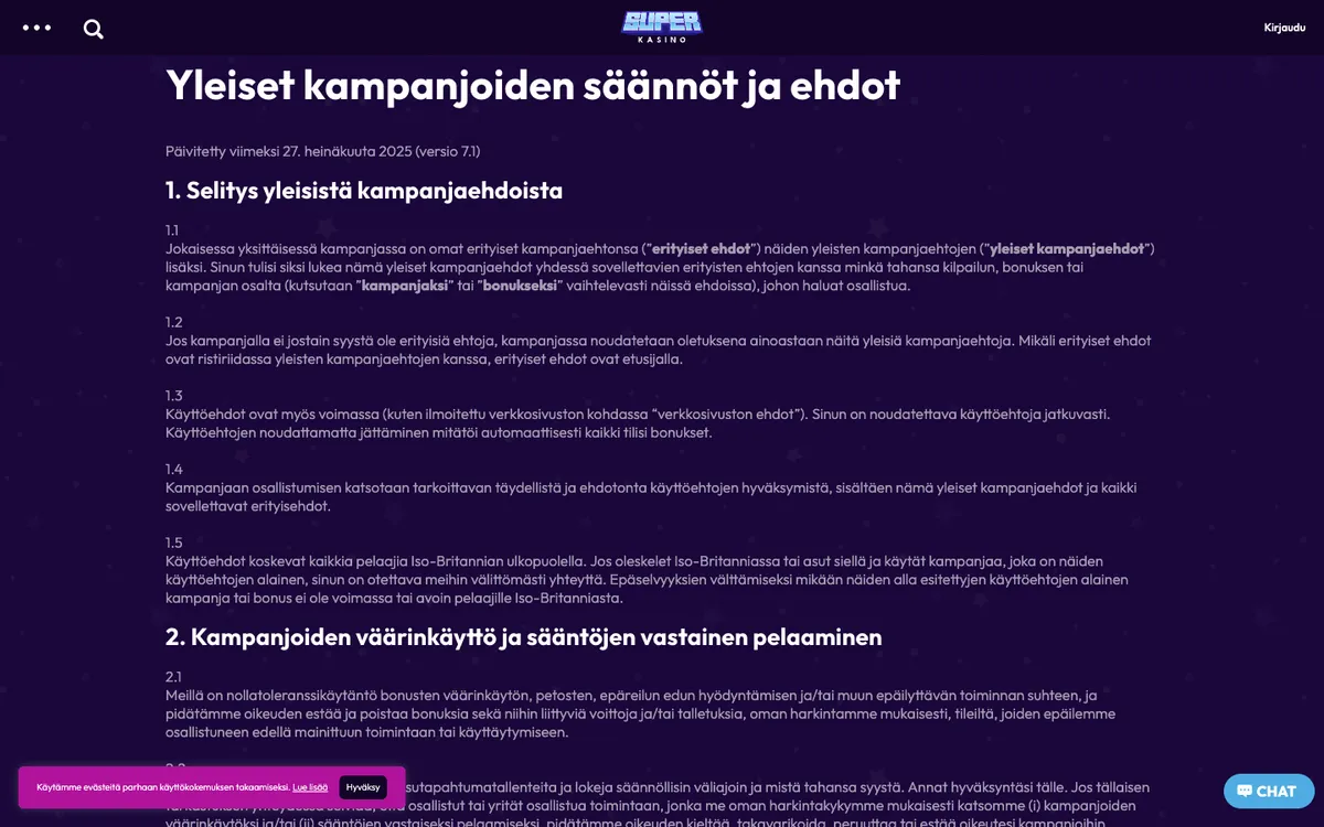 SuperKasino — «Акции», снято из страны Финляндия