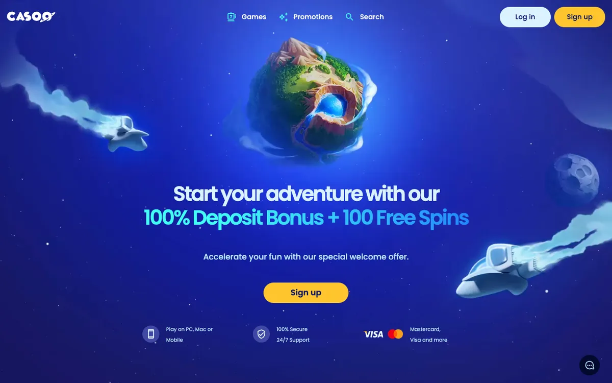 Casoo Casino — «Главная», снято из страны Новая Зеландия