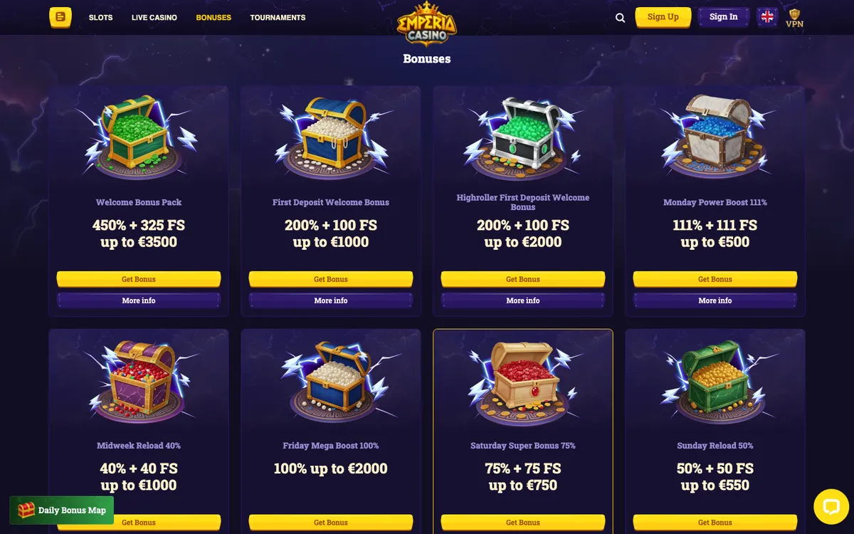 Emperia Casino — Promotions, captured from Australia