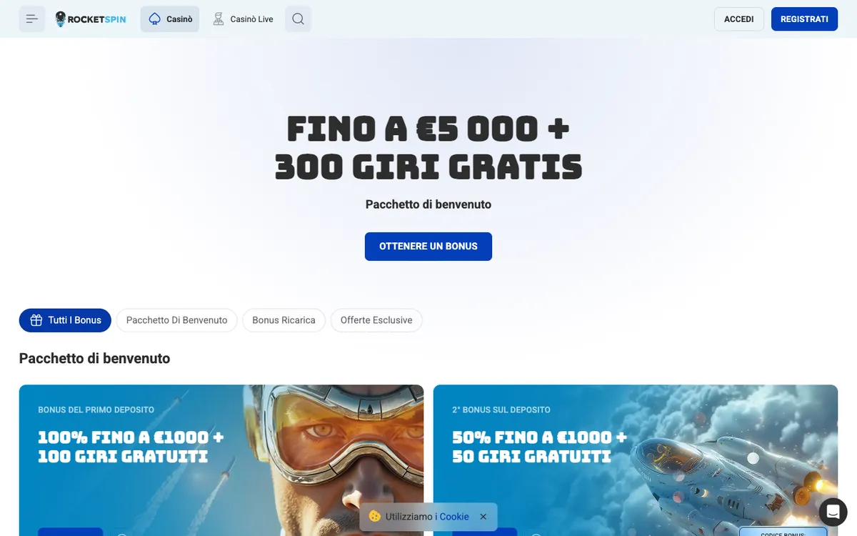 Rocket Spin Casino — Promotions, captured from Italy