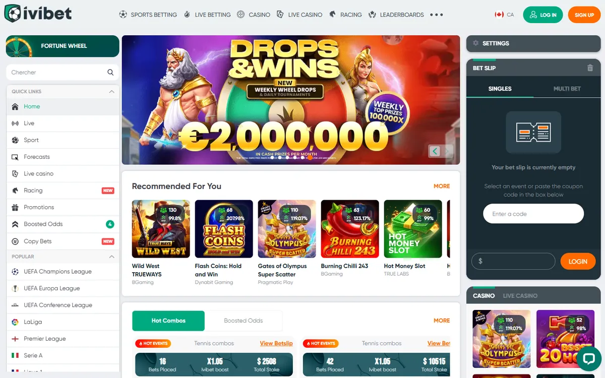 Ivibet Casino — Home page, captured from Canada