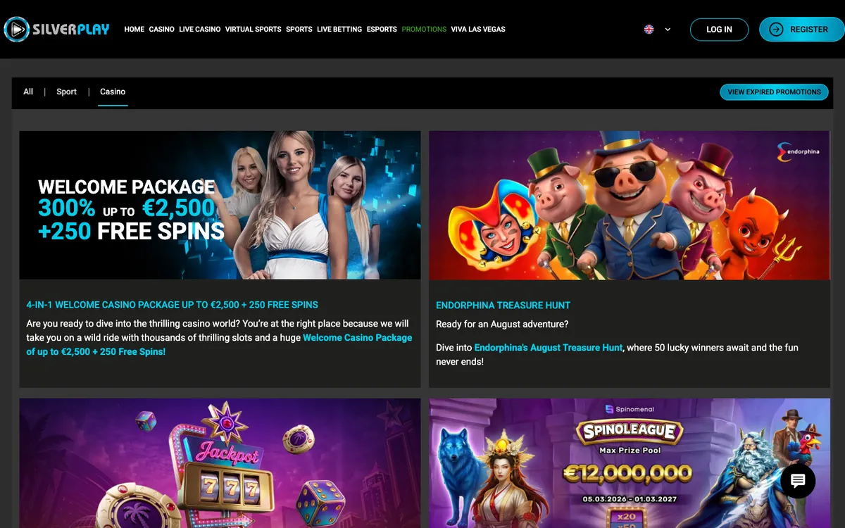 Silverplay Casino — «Акции», снято из страны Бельгия