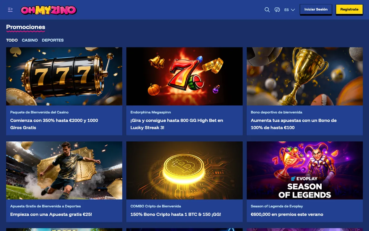 OhMyZino Casino — Promotions, captured from Spain