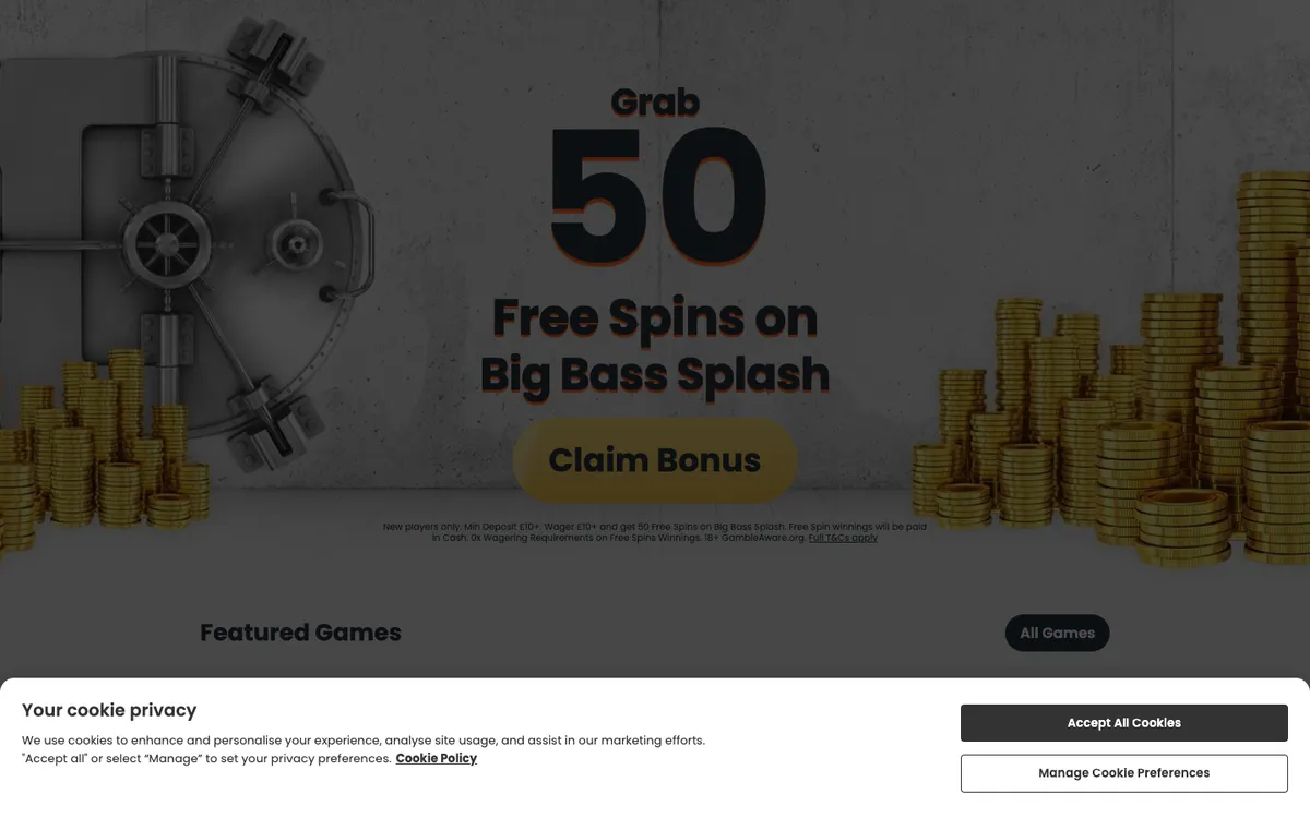 Loot Casino — «Главная», снято из страны Новая Зеландия