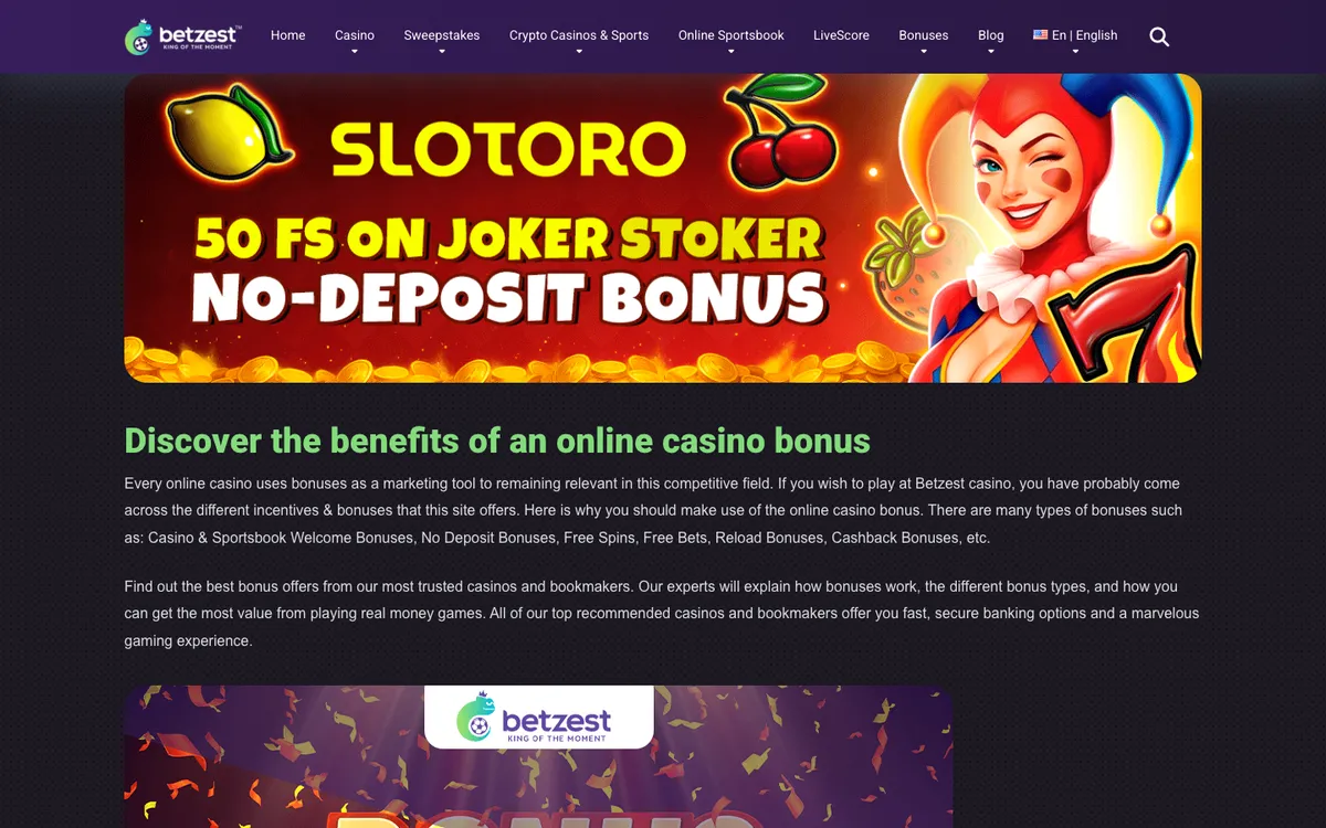 Betzest Casino — Promotions, captured from Australia