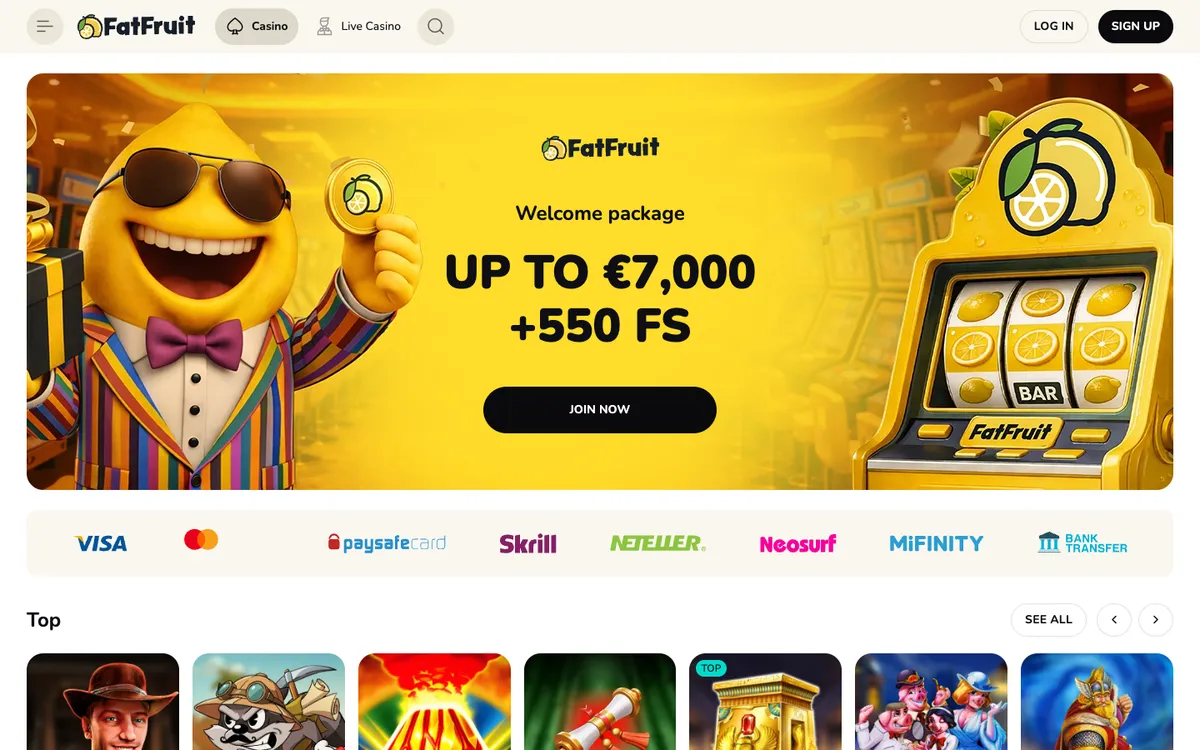 FatFruit Casino — «Главная», снято из страны Норвегия