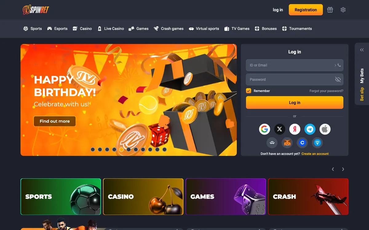 JVSPINBET Casino — Sign-up, captured from Singapore