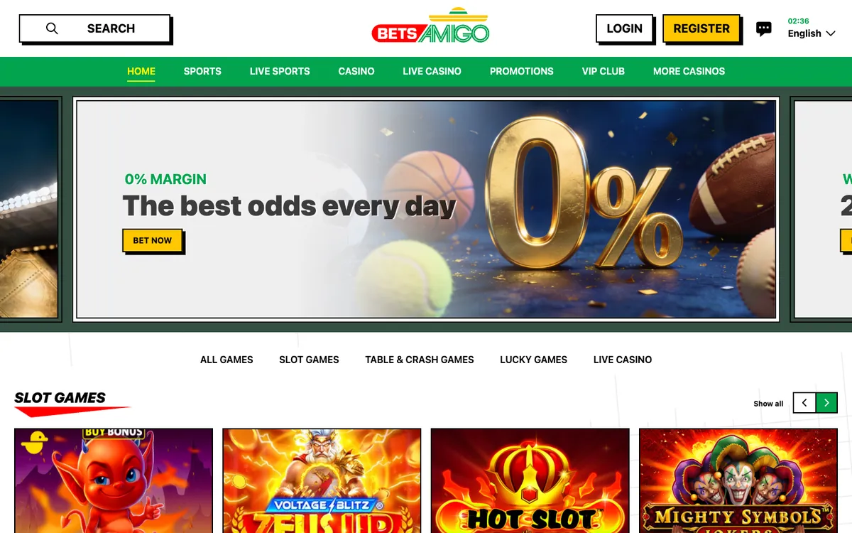 Betsamigo Casino — Home page, captured from Germany