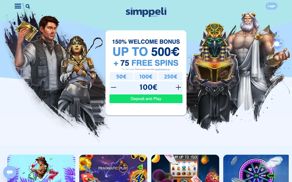 Simppeli Casino — Home page, captured from Finland