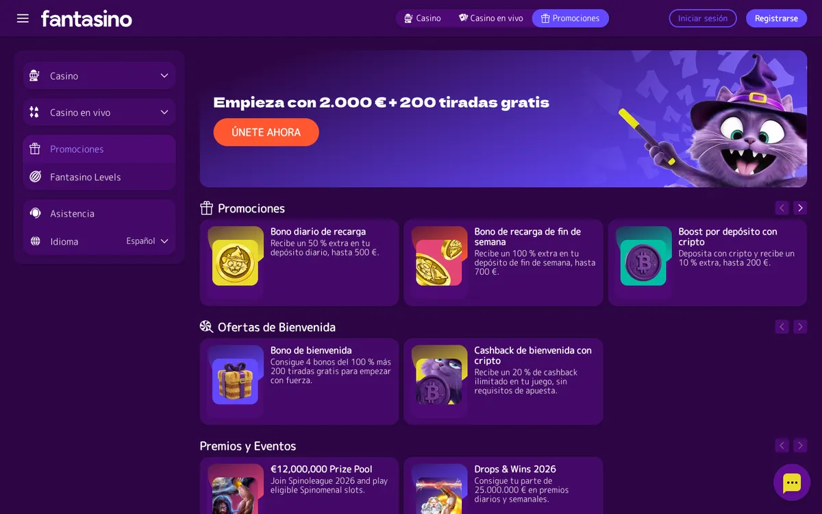 Fantasino Casino — Promotions, captured from Argentina