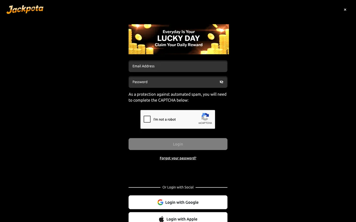 Jackpota Casino — Sign-up, captured from United States