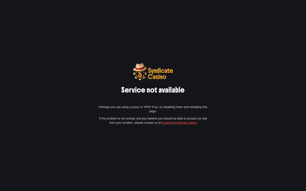 Syndicate Casino — Home page, captured from Brazil