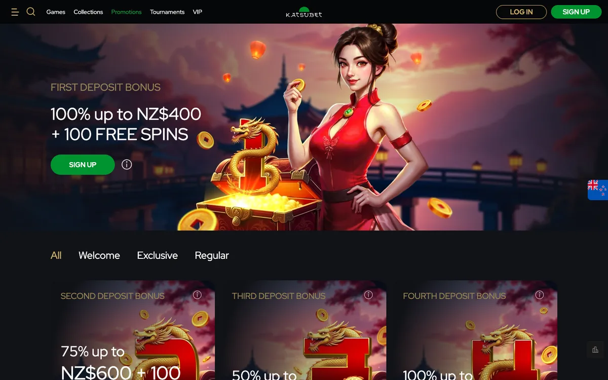 KatsuBet Casino — Promotions, captured from New Zealand