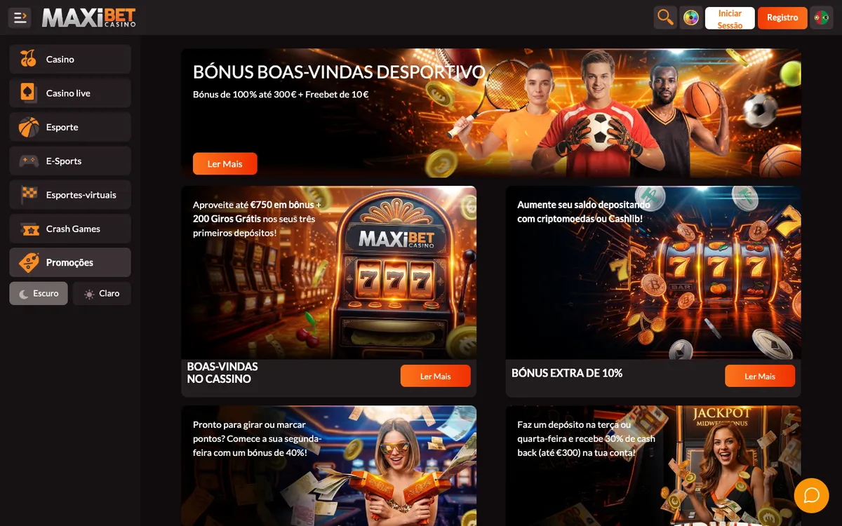 Maxibet Casino — Promotions, captured from Portugal