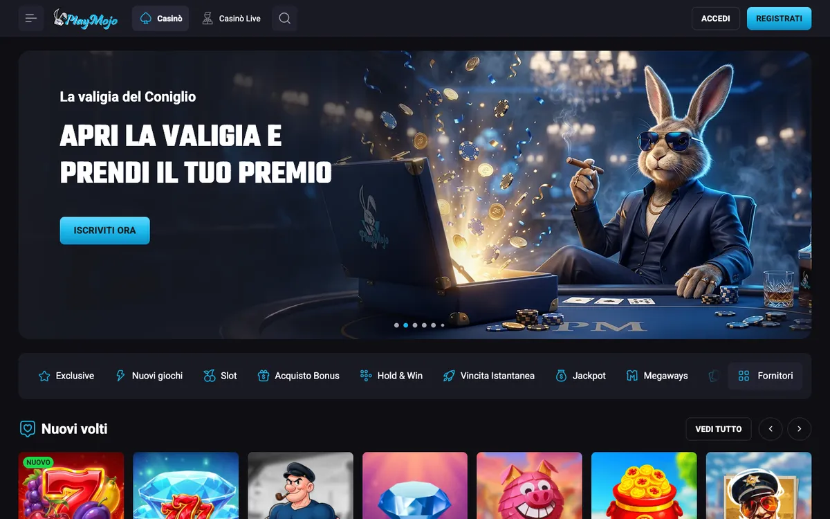 PlayMojo Casino — «Главная», снято из страны Италия