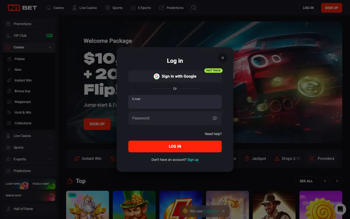 N1Bet Casino — Sign-up, captured from New Zealand