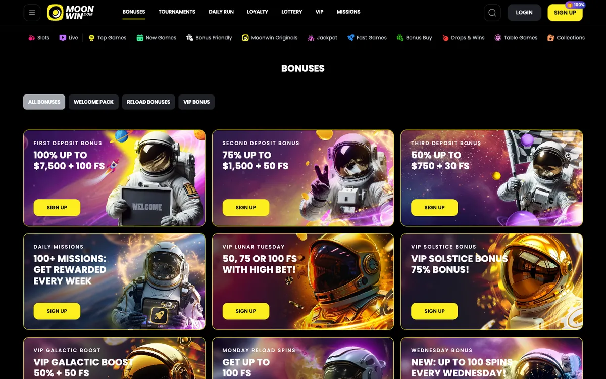 Moonwin Casino — Promotions, captured from New Zealand
