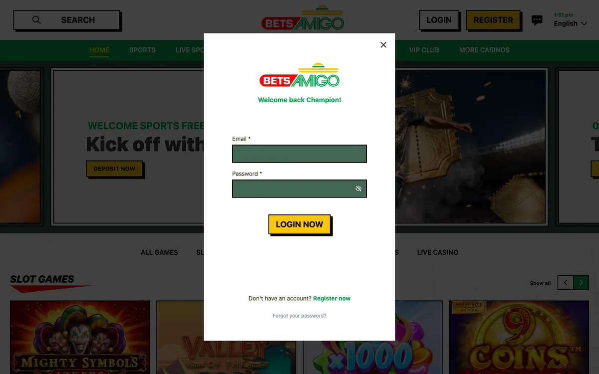Betsamigo Casino — «Регистрация», снято из страны Австралия